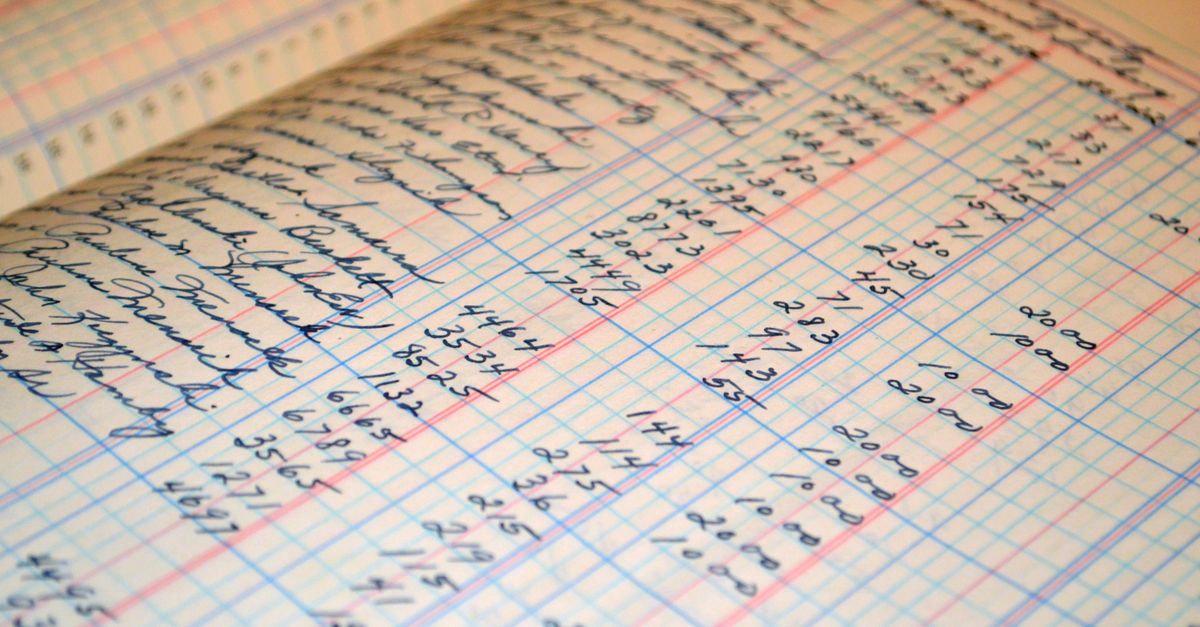 Close-up of a vintage handwritten ledger detailing financial records and accounts. — illustrating gas receipt