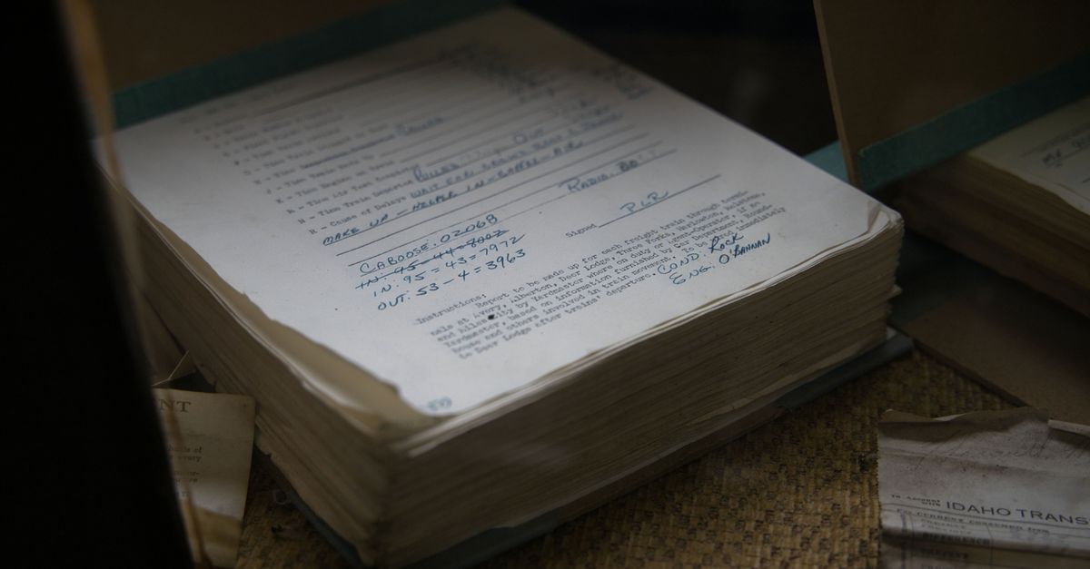 Old railroad papers in Avery, Idaho showcasing historical records and transportation details. — illustrating generate receipts